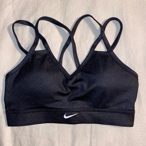 Nike shiny black sports bra- strappy back